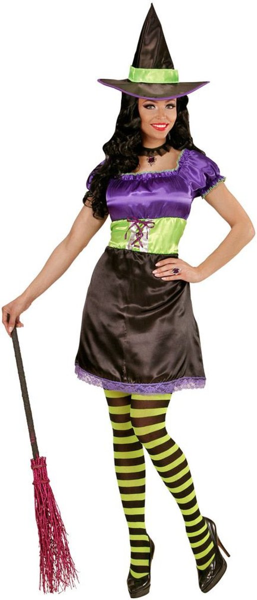 Heks & Spider Lady & Voodoo & Duistere Religie Kostuum | Funky Heks | Vrouw | Large | Halloween | Verkleedkleding